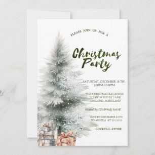Invitación Árbol de Navidad,Regalos Nieve Fiesta de Navidad