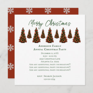 Invitación Árbol de Navidad Rojo