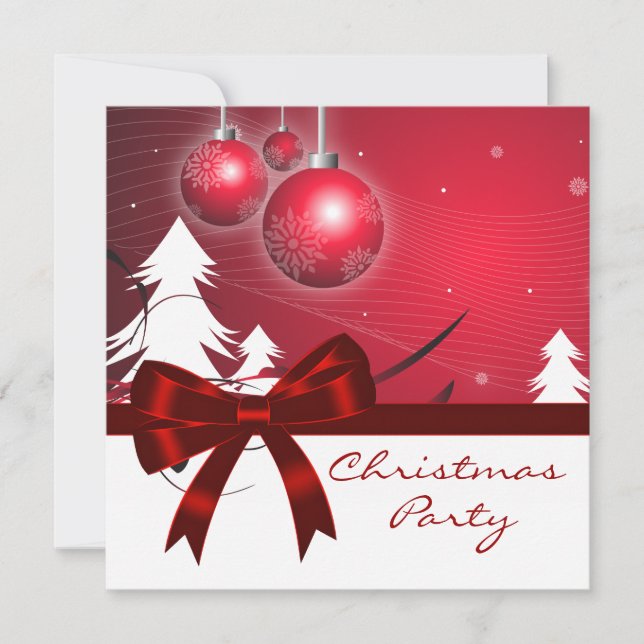 Invitación Árbol de Navidad Rojo Blanco Fiesta de Navidad Roj (Anverso)
