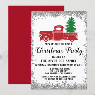 Invitación Árbol de Navidad rojo de Santa Holiday Fiesta de N