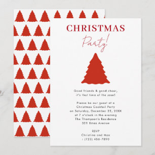 Invitación Árbol de Navidad Rojo Fiesta de Navidades modernos