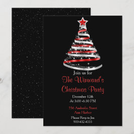 Invitación Árbol de Navidad rojo y plateado