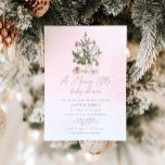 Invitación Árbol de Navidad rosa, una alegre ducha de bebé<br><div class="desc">Árbol de Navidad rosado una pequeña ducha de bebé alegre Artículos de invitación a coincidir disponibles.</div>