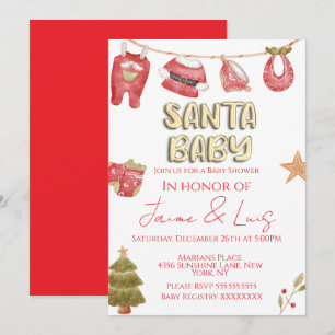 Invitación Árbol de Navidad Santa Niño Baby Shower  