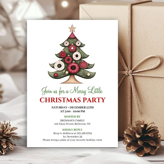 Invitación árbol de Navidad sofisticado diseñador vacaciones (Sophisticated designer Christmas tree holiday invite)
