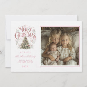 Invitación Árbol de Navidad tradicional rosa Foto de Pinkma