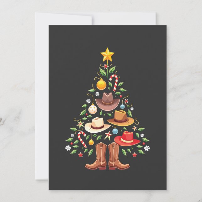 Invitación Árbol de Navidad vaquero occidental Santa (Anverso)