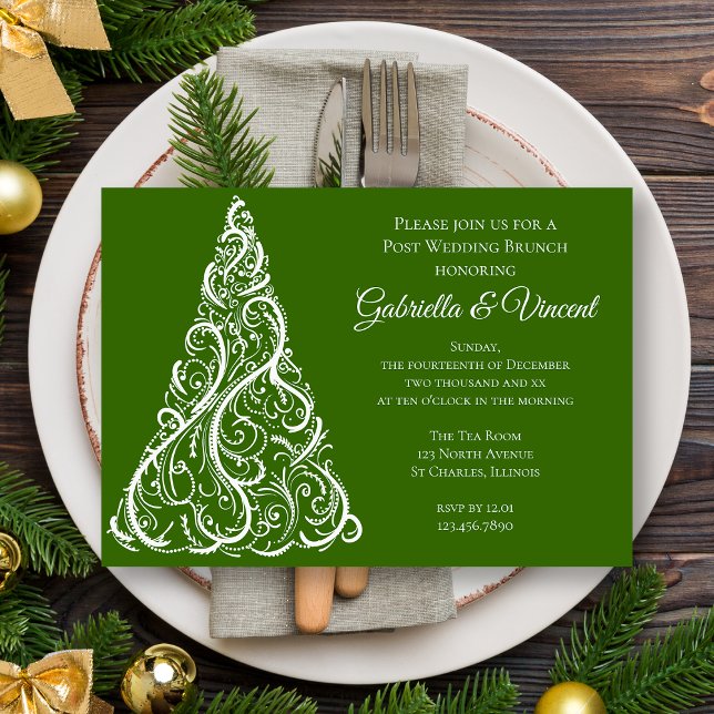 Invitación Árbol de Navidad Verde Brunch de Invierno Post Bod (Subido por el creador)