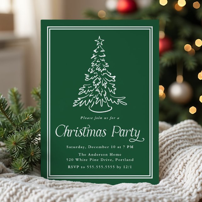 Invitación Árbol de Navidad verde clásico Fiesta de Navidad (Subido por el creador)