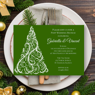 Invitación Árbol de Navidad Verde Desayuno de Brunch de Post 