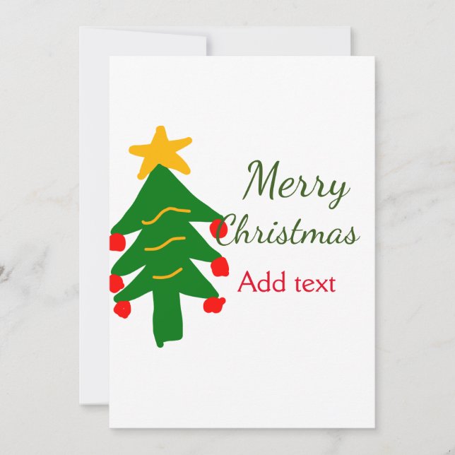 Invitación Árbol de navidad verde rojo alegre nombre de agreg (Anverso)