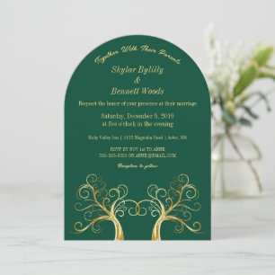 Invitación Árbol de oro moderno