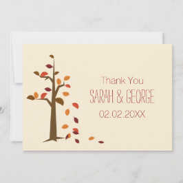 Invitación árbol de otoño, boda de otoño. Gracias.