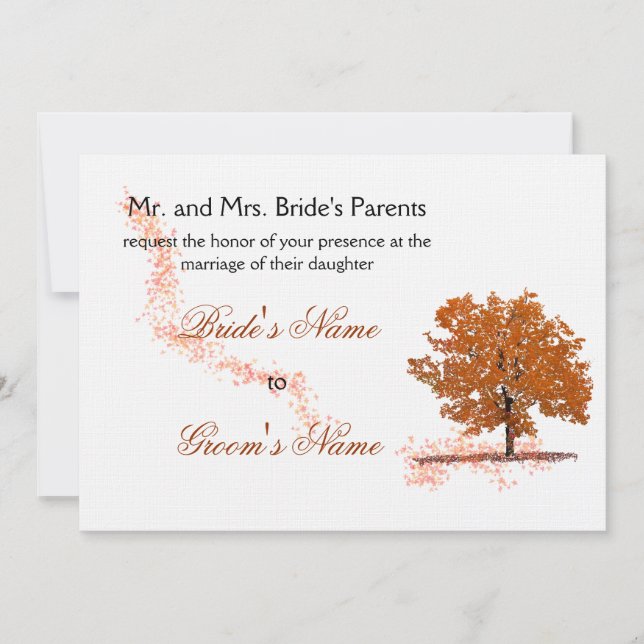 Invitación Árbol de otoño Boda-óxido (Anverso)