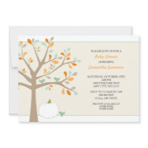 Árbol de otoño con calabaza blanca Baby Shower Inv
