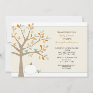 Invitación Árbol de otoño con calabaza blanca Baby Shower Inv