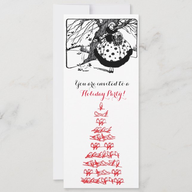 Invitación ÁRBOL DE PÁJAROS, NAVIDADES SEÑORA Gema Blanco Neg (Anverso)