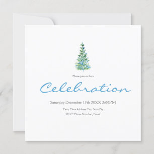 Invitación Árbol de pájaros verde azul
