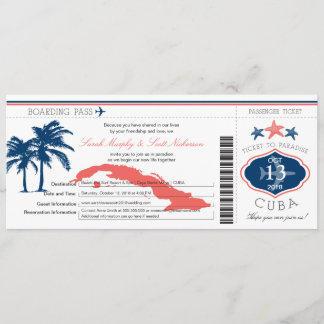 Invitación Árbol de palma azul y coral cubano