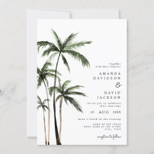 Invitación Árbol de Palma Isla Tropical Minimalista Boda en l