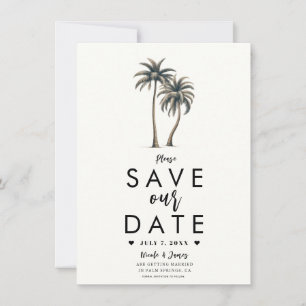 Invitación Árbol de Palma Tropical Boda Costera Save the Date