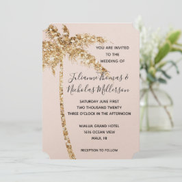 Invitación Árbol de palma tropical Purpurina de oro de Rubor