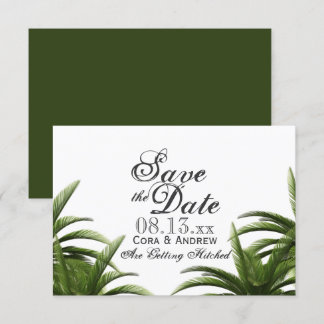 Invitación Árbol de Palma Tropical Verde Boda Guardar la Fech