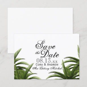 Invitación Árbol de Palma Tropical Verde Boda Guardar la Fech
