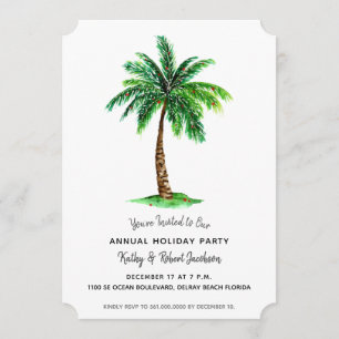 Invitación Árbol de palmas de fiesta de feriado tropical navi