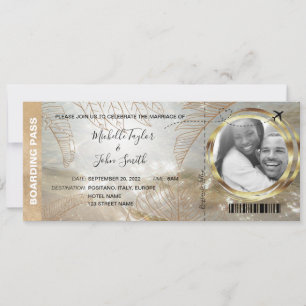 Invitación Árbol de palmas de playa de pases de bodas de dest
