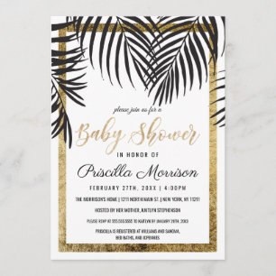 Invitación Árbol de palmas negras frente a Baby Shower de bor