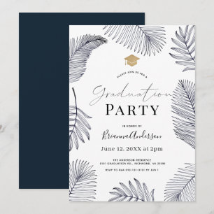 Invitación Árbol de palmas tropical de la marina deja la grad