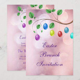 Invitación Árbol de Pascua Bokeh Brunch de Pascua