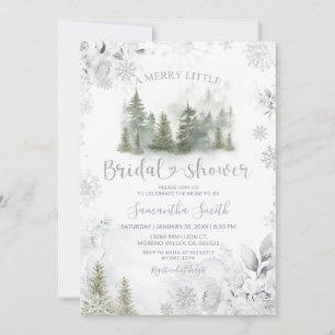 Invitación Árbol de Pino de Invierno Plateado Fiesta Nupcial 