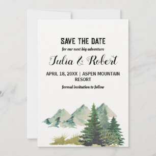 Invitación Árbol de pino de montaña de vacaciones al aire lib