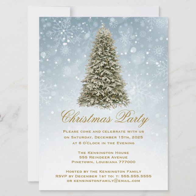 Invitación Árbol De Pino De Pino Navidad| Fiesta (Anverso)