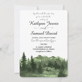 Invitación Árbol de pino minimalista acuarela montaña
