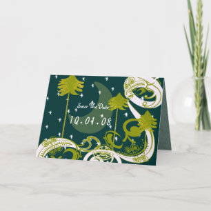 Invitación Árbol de pino verde y azul verde azulado Guardar l