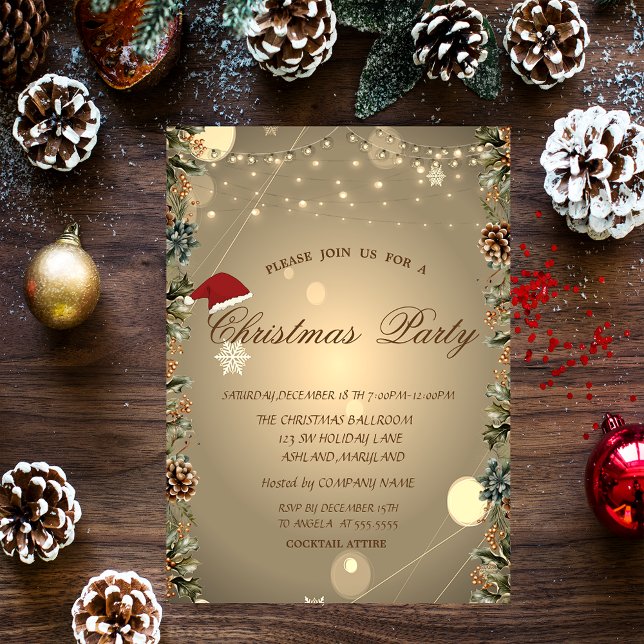 Invitación Árbol de pinos, conos de pinos, estrellas, Navidad (Subido por el creador)
