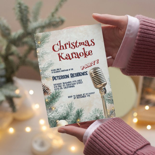 Invitación Árbol de pinos y Navidades de micrófono Fiesta de  (Subido por el creador)