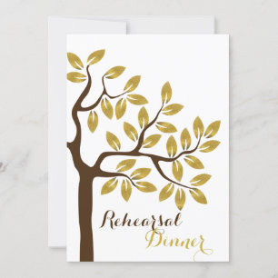 Invitación Árbol de Relieve metalizado dorado ensayo moderno