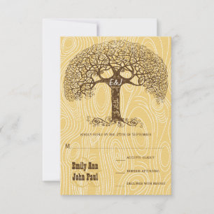 Invitación Árbol de remolino marrón grano de marfil de madera