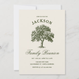 Invitación Árbol de reunión familiar clásico moderno Verde