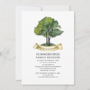 Invitación Árbol de Reunión Familiar con Tipografía Acuarela