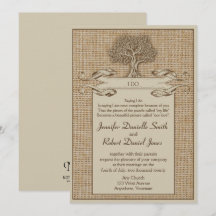 Árbol de roble en el Boda Burlap