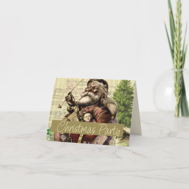 Invitación Árbol de Santa Claus Ilustración Clásica Alegre (Anverso)