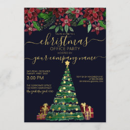 Invitación Árbol de vacaciones de oro Regalos Navidades corpo