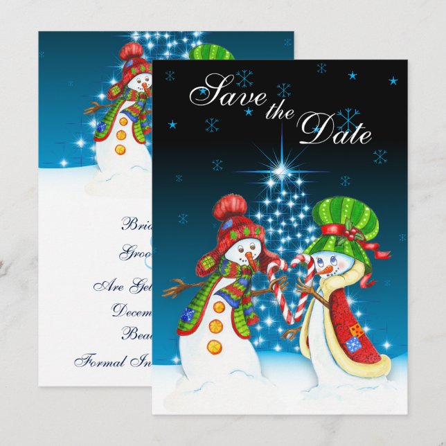Invitación Árbol de vacaciones de pareja de Snowman Guardar i (Anverso / Reverso)