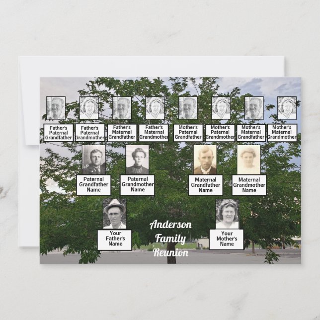 Invitación Árbol de verano de 3 generaciones de Reunión famil (Anverso)