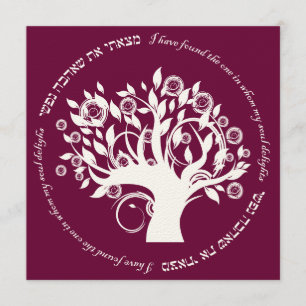 Invitación Árbol de vida Boda judío hebreo rojo